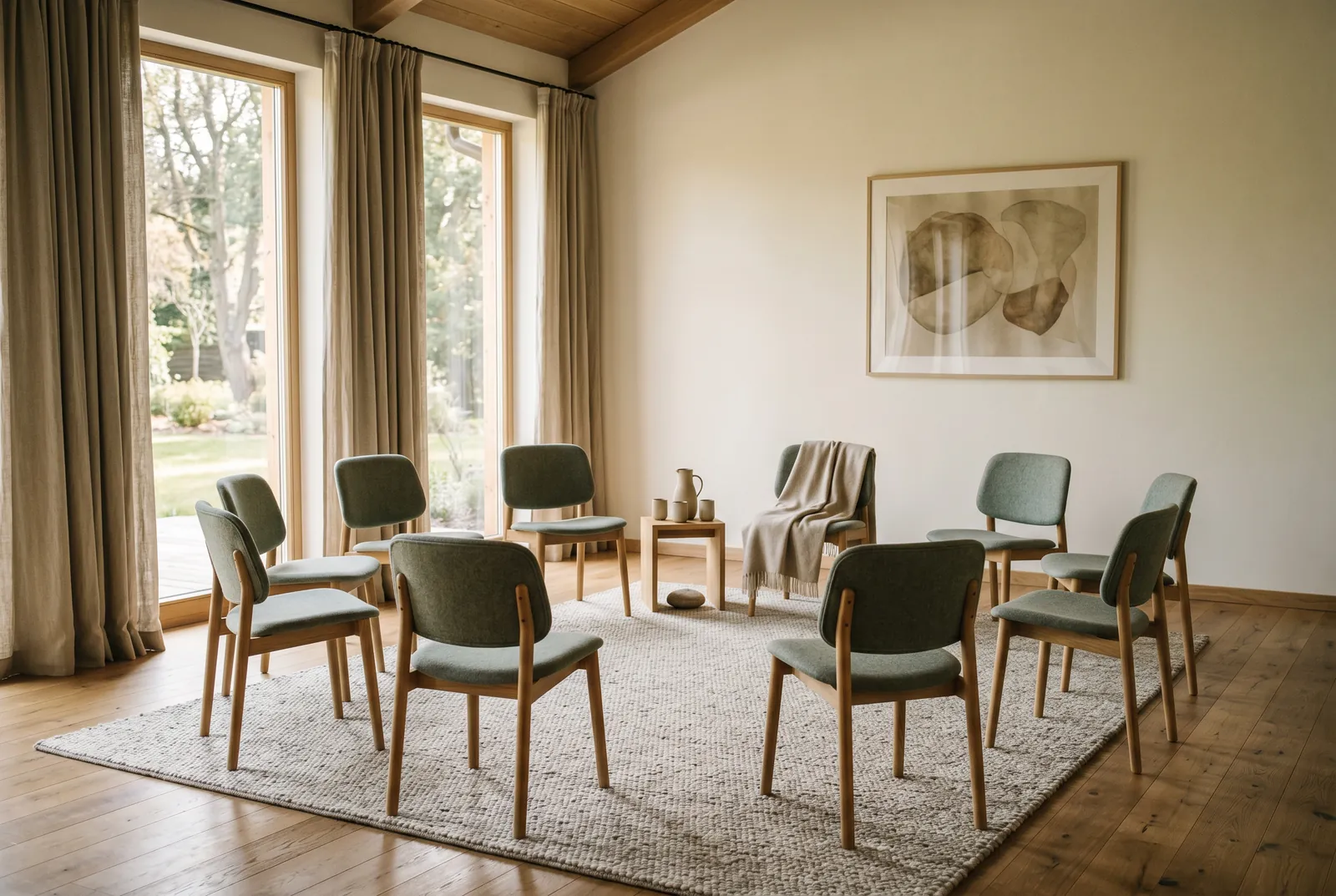 Raum für Gruppentherapie in der Suchtklinik Wrocław