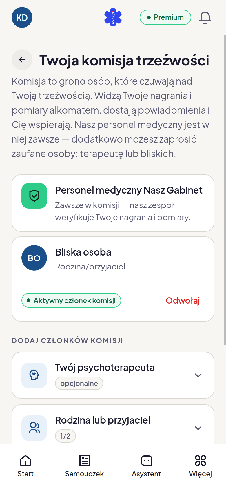 Komisja trzeźwości z personelem poradni i zaproszoną bliską osobą